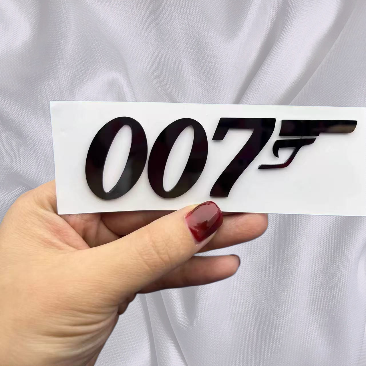 Chrome / Black 007 Sport Racing Car Rear Fender Interior Dashboard Badge Emblem