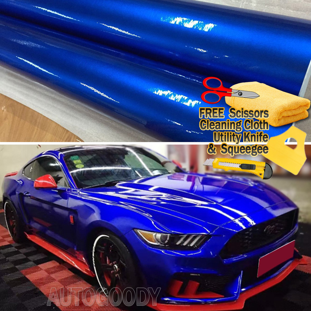 240″ x 60″ Super Gloss Metallic Blue Vinyl Film Wrap Air Bubble Free 20ft x 5ft