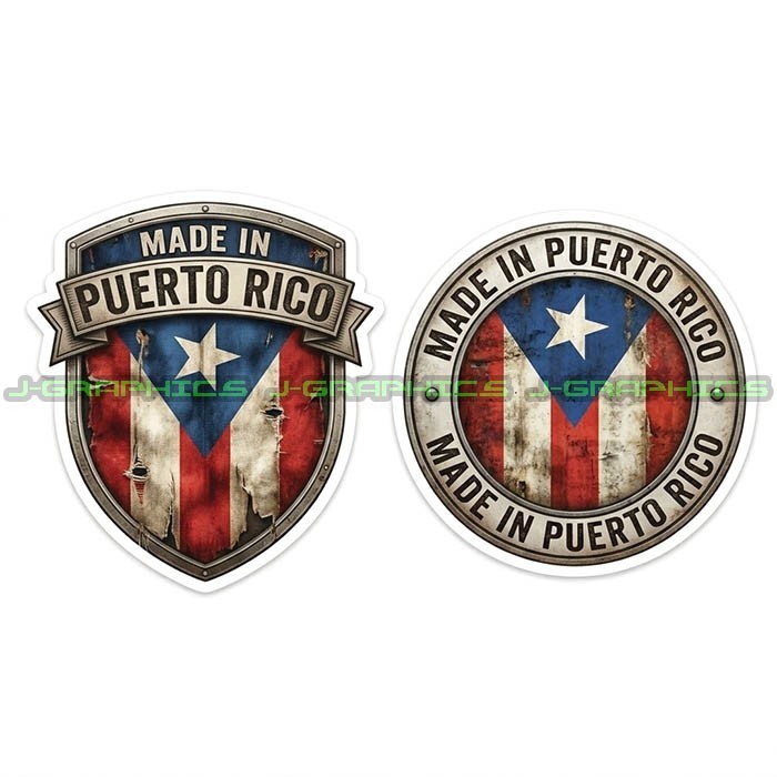 Made In Puerto Rico Rican Flag Coqui Boricua Vinyl Decal Sticker 2 Pack B