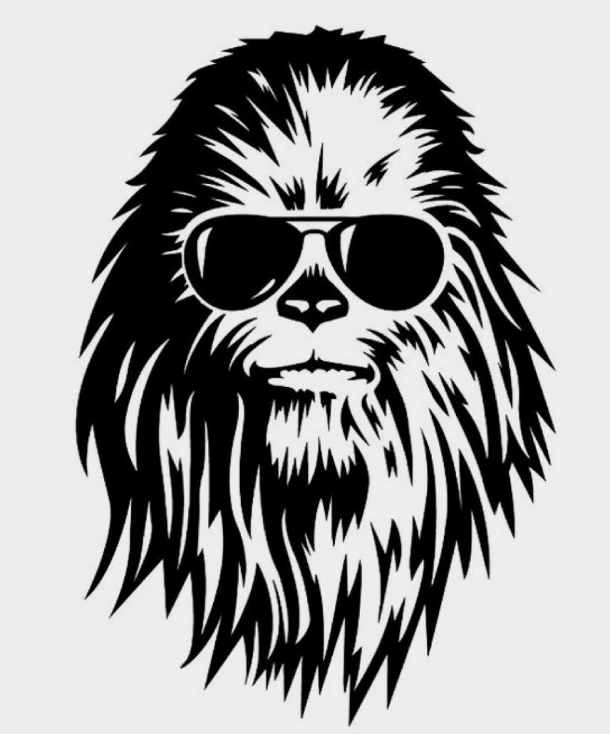 Chewbacca Star Wars White Vinyl Decal Sticker