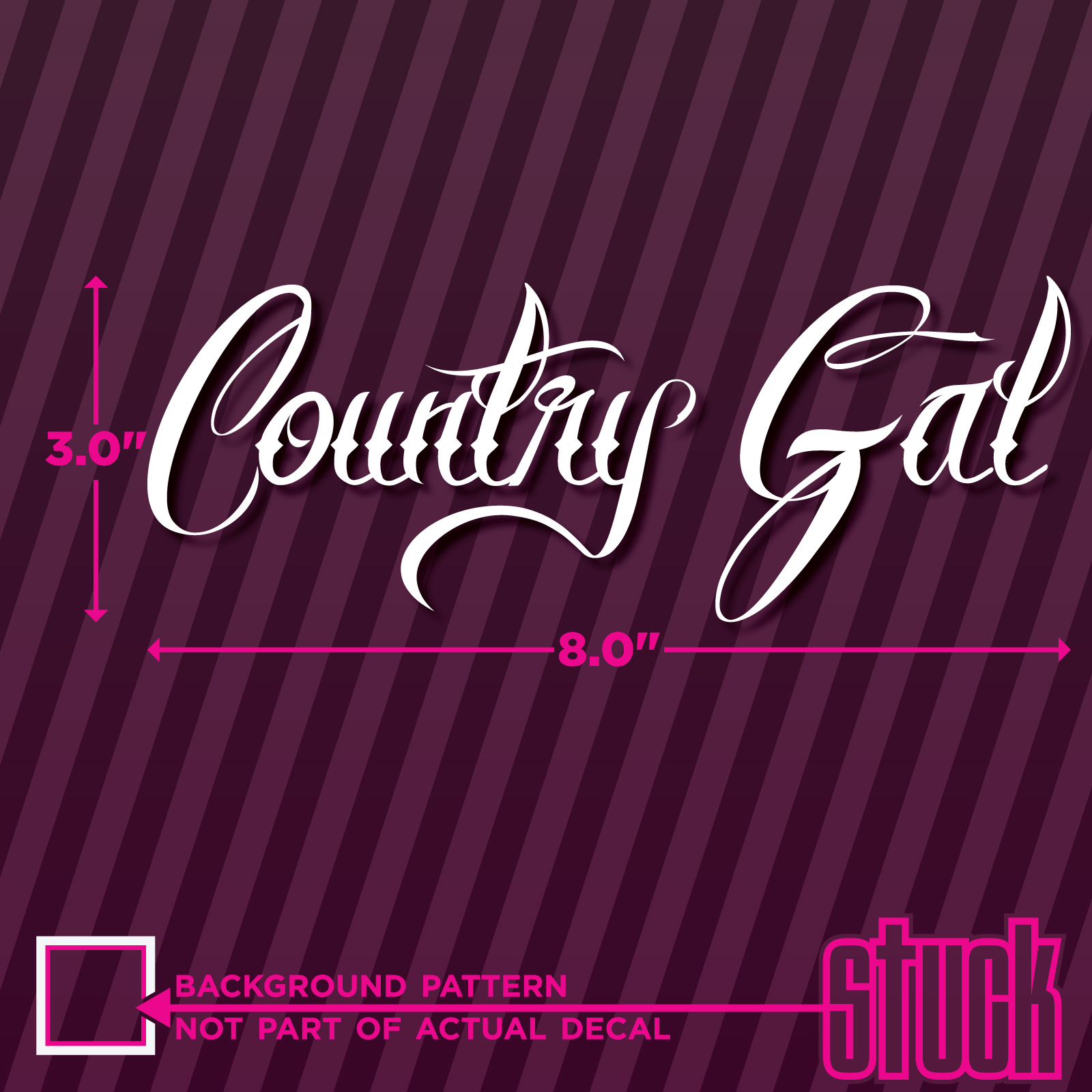 Country Gal – 8″ x 3″ – vinyl decal sticker cowgirl music cute heart love