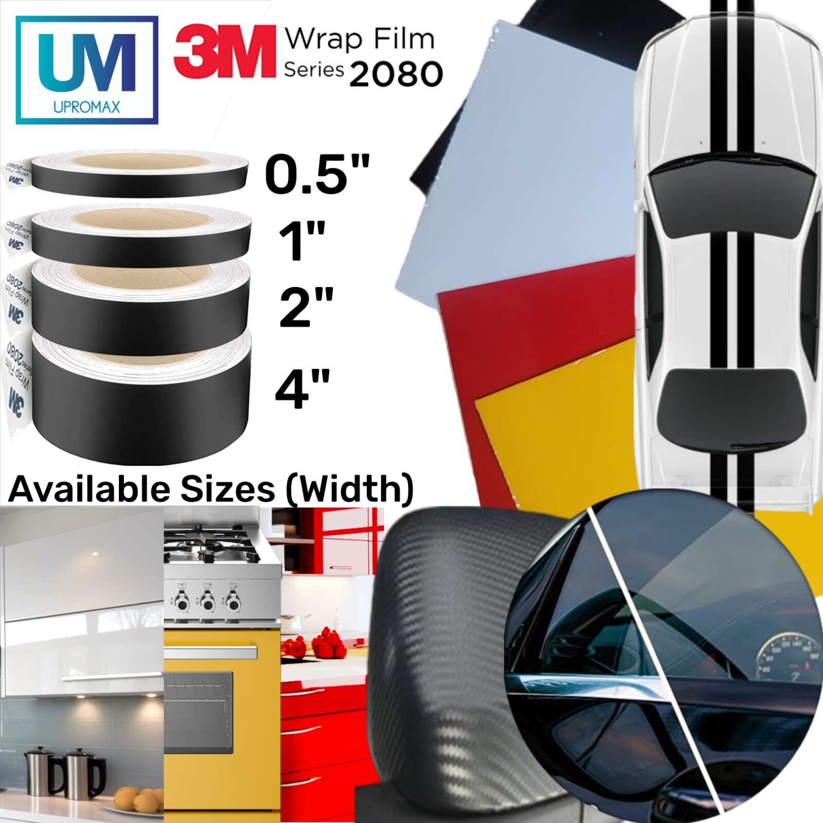 3M Black Vinyl Wrap Series 2080 1080 Multiple Surfaces Car, Boat, Furnitures