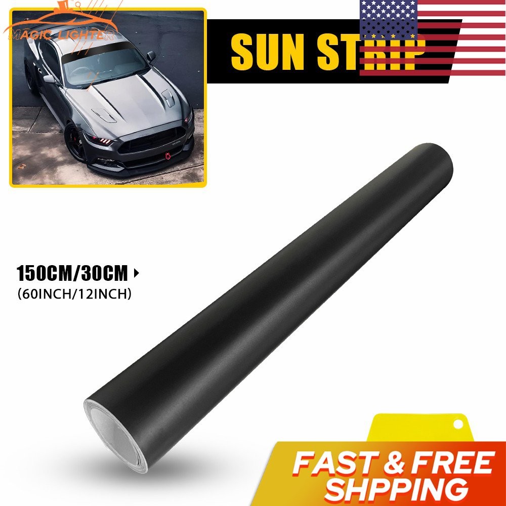 Car Window Sun Visor Strip Tint Film UV Windshield DIY Shade 60*12″ Matte Black