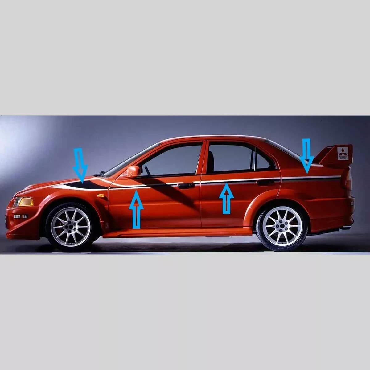 MITSUBISHI GENUINE OEM LANCER EVO6 LEFT&RIGHT SIDE DECAL SET TOMMI MAKINEN