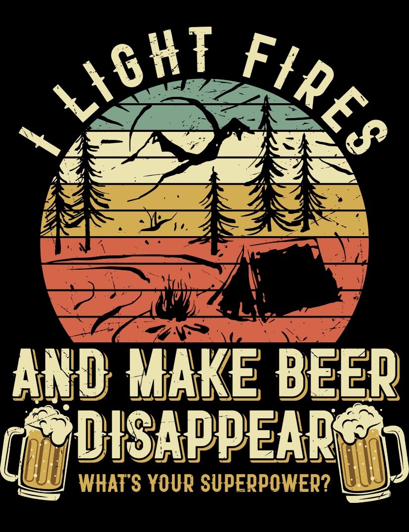 Camping Phone Sticker (2 Inch) Funny Beer Drinking Light Fire Outdoors Hiking