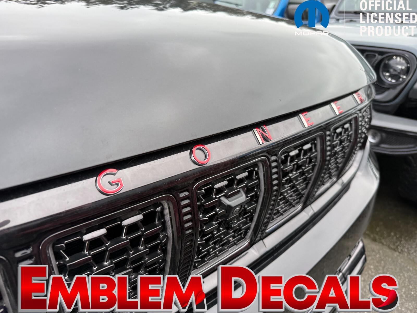Jeep GRAND WAGONEER Hood Lip Emblems Overlay Decal 2022 2023 2024 2025