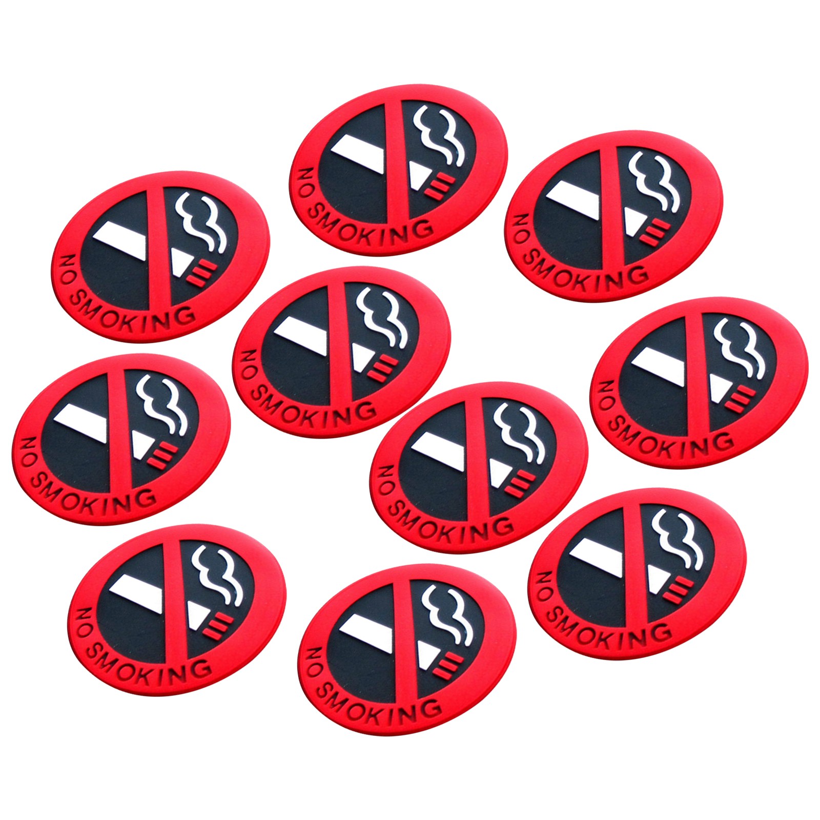 5cm 5/10Pcs Mini NO SMOKING Sign Warning Logo Rubber Stickers Car Taxi Decor