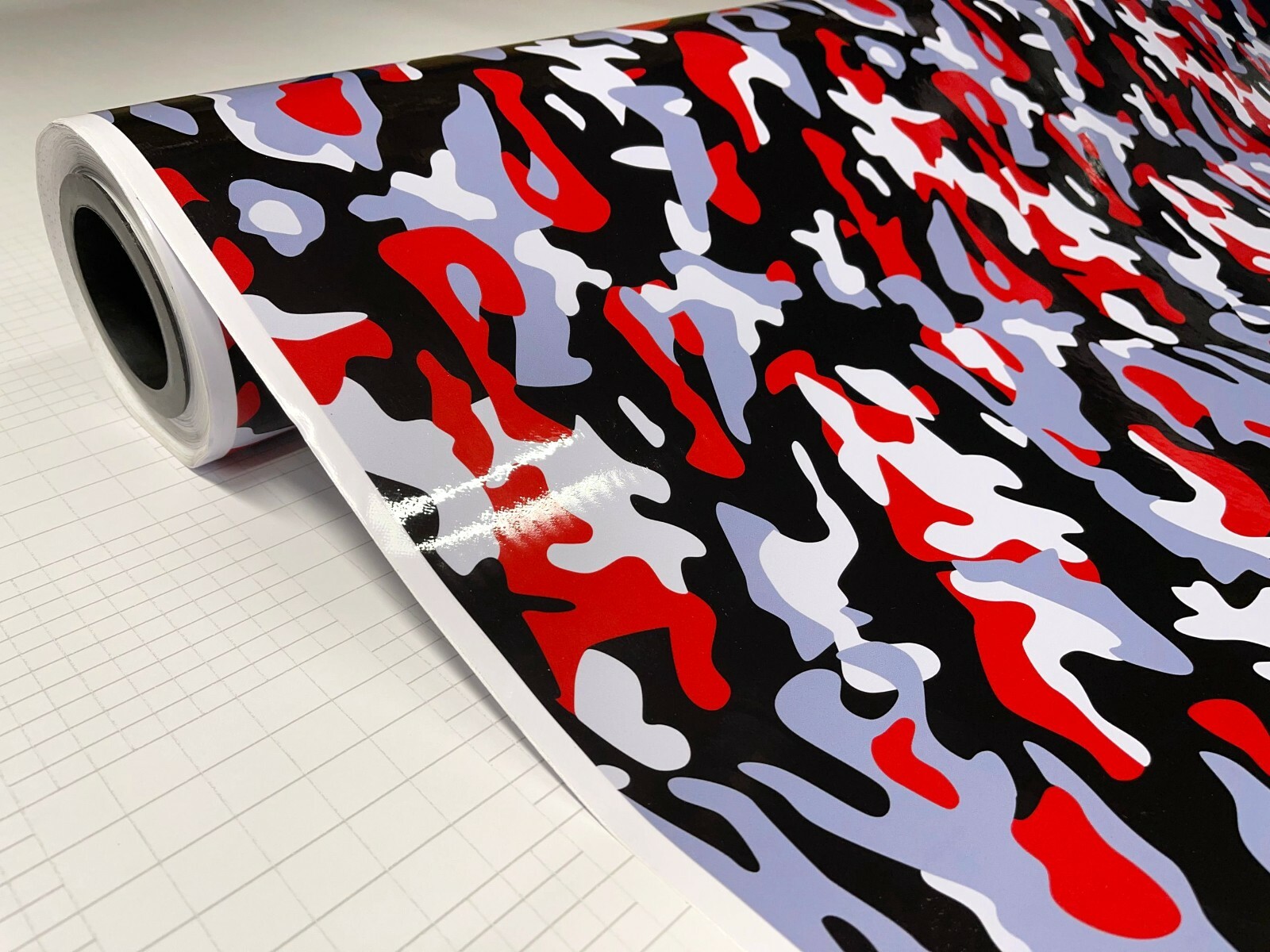 Red Black White Gray Glossy Camouflage Vinyl Car Wrap Sheet +Tools(2 feet & up)