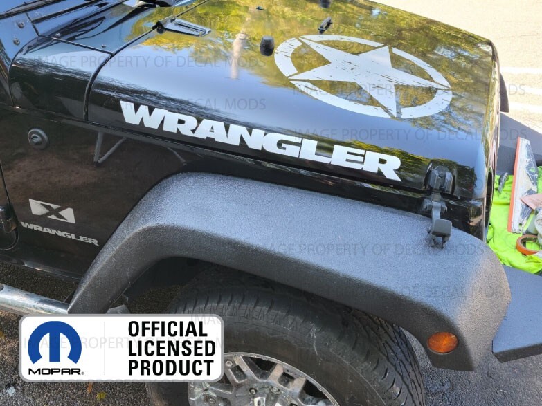 (2x) 07 – 18 Jeep WRANGLER Hood Vinyl Decals Graphics Stickers JK SILVER SJ4T7
