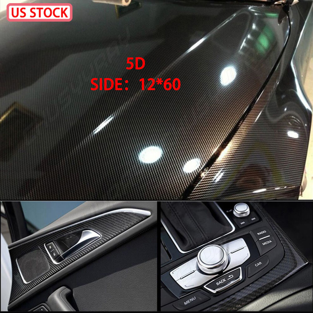 Premium Fibra De Carbono For Car Vinilo Para Autos Carros Negro 12*60 5D