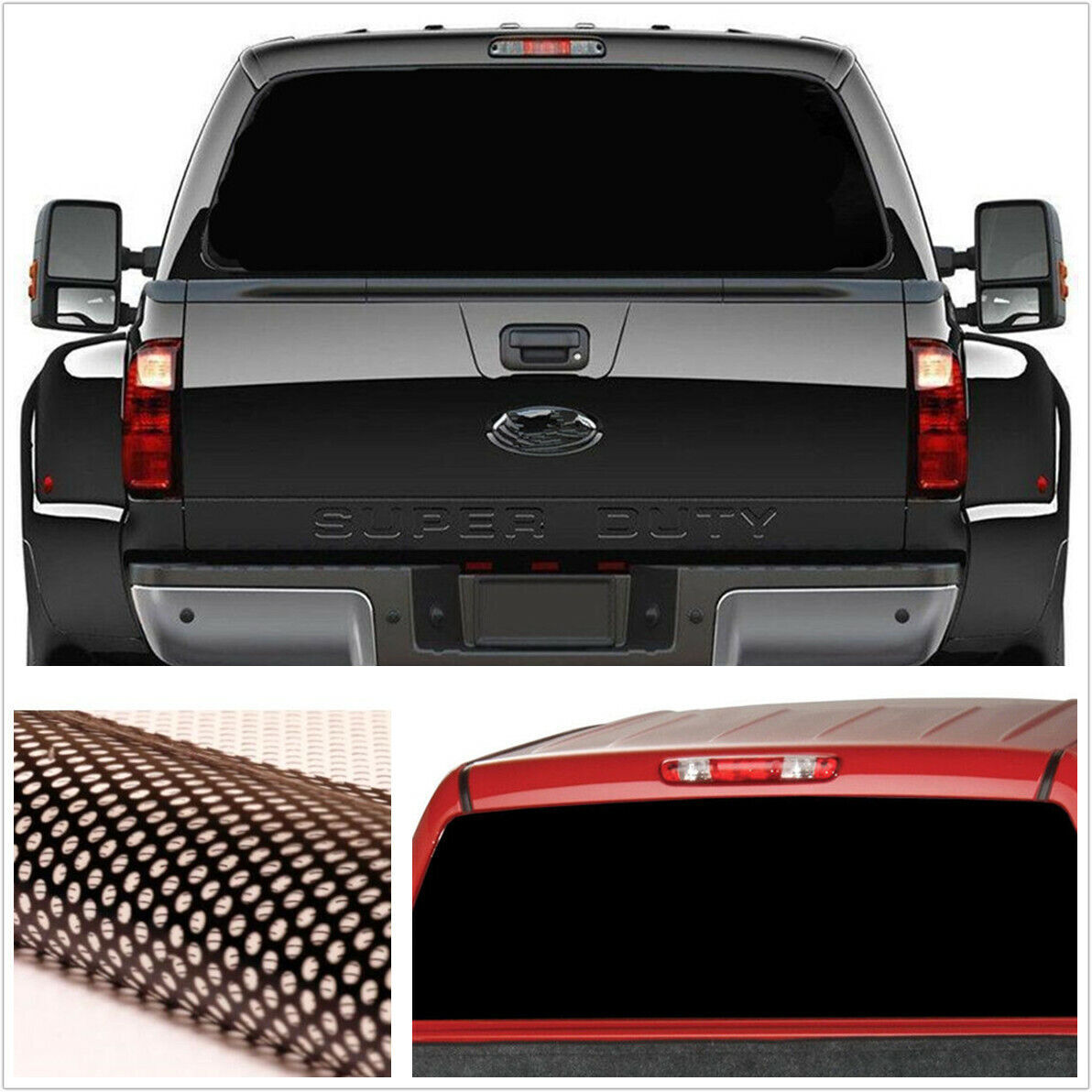 Waterproof BLACK Rear Window Perforated Decal Tint Graphic Sticker for Truck Van
