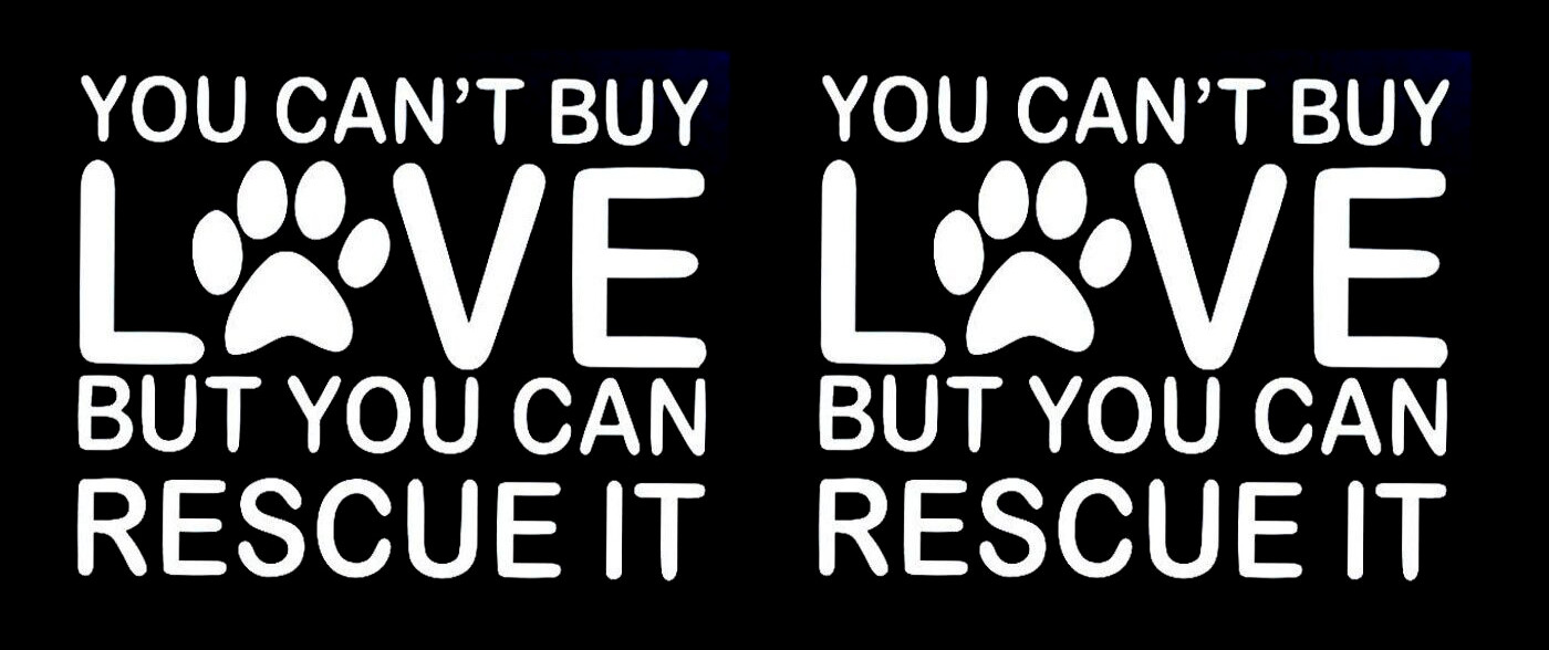 You Can’t Buy Love But You Can Rescue It White Vinyl Decal Car Truck Windows