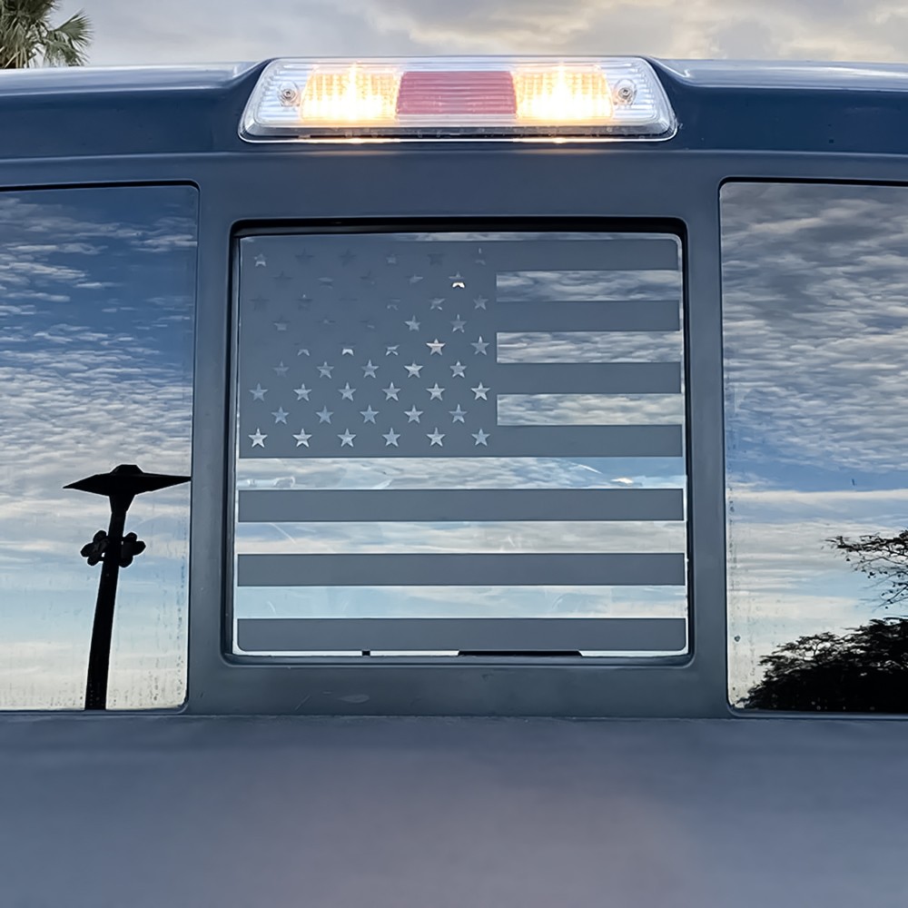 Matte Black Middle Window US Flag Sticker Decal FIT Ford F350 f250 f150 2015-23