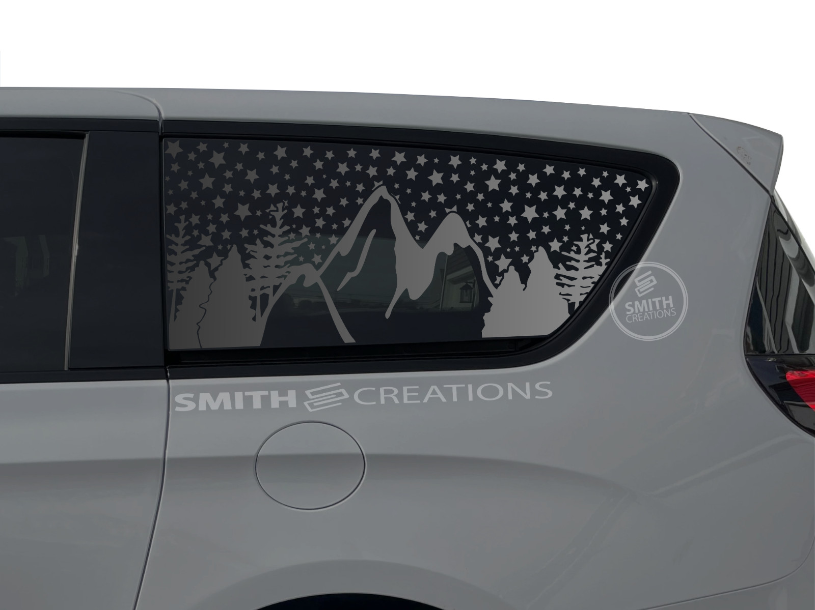 Fits 2017-2026 Chrysler Pacifica & Voyager Stars with Mountains Window Decal