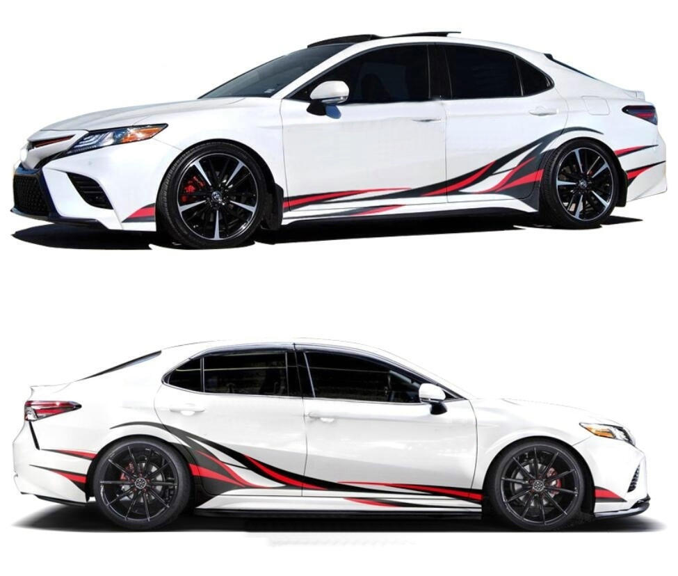 Graphics Vinyl Flame Stripe Side Door Car Sticker For Toyota Camry Bumper Decals