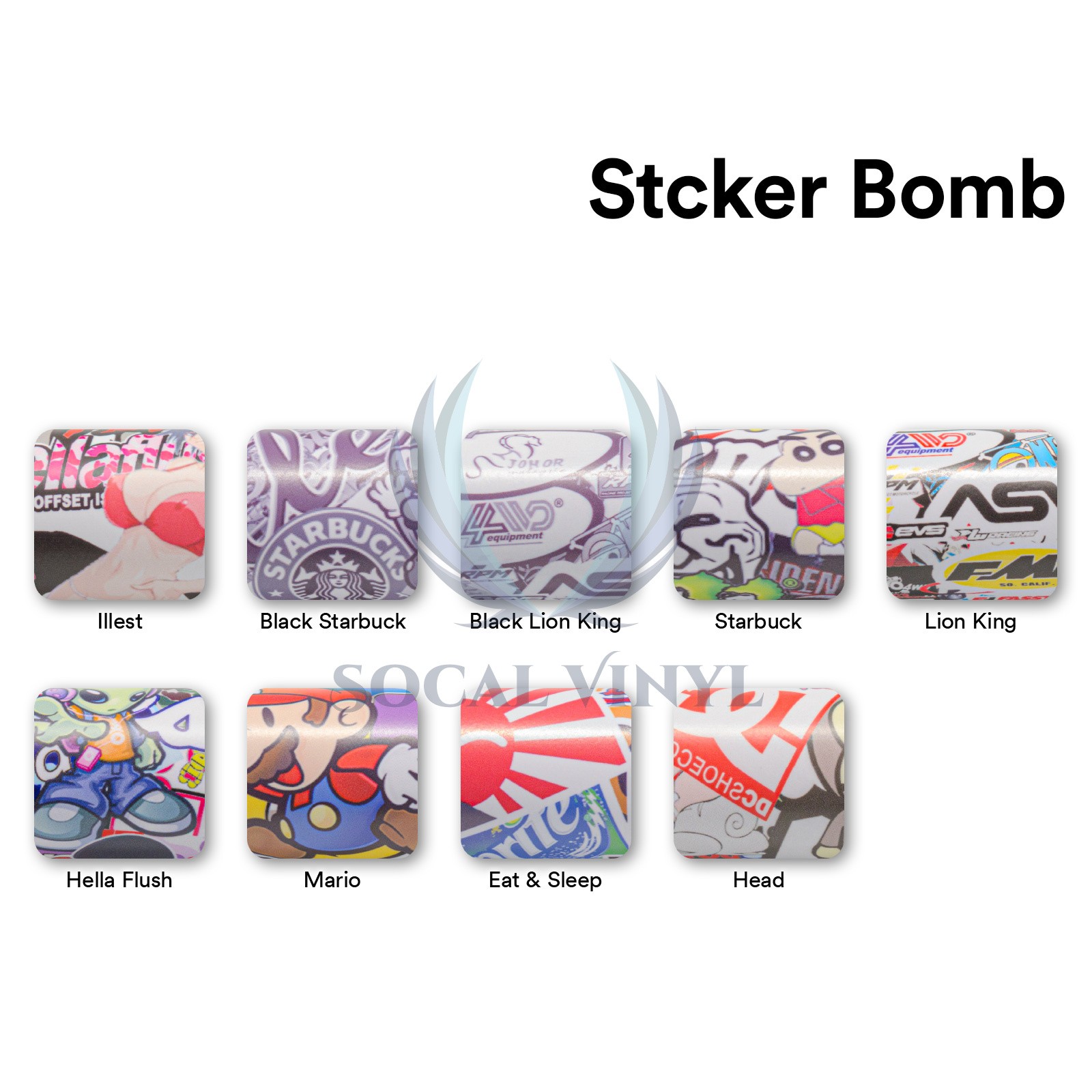 Sticker Bomb Car Vinyl Wrap Decal Film Graffiti Cartoon Anime JDM USDM Sheet DIY