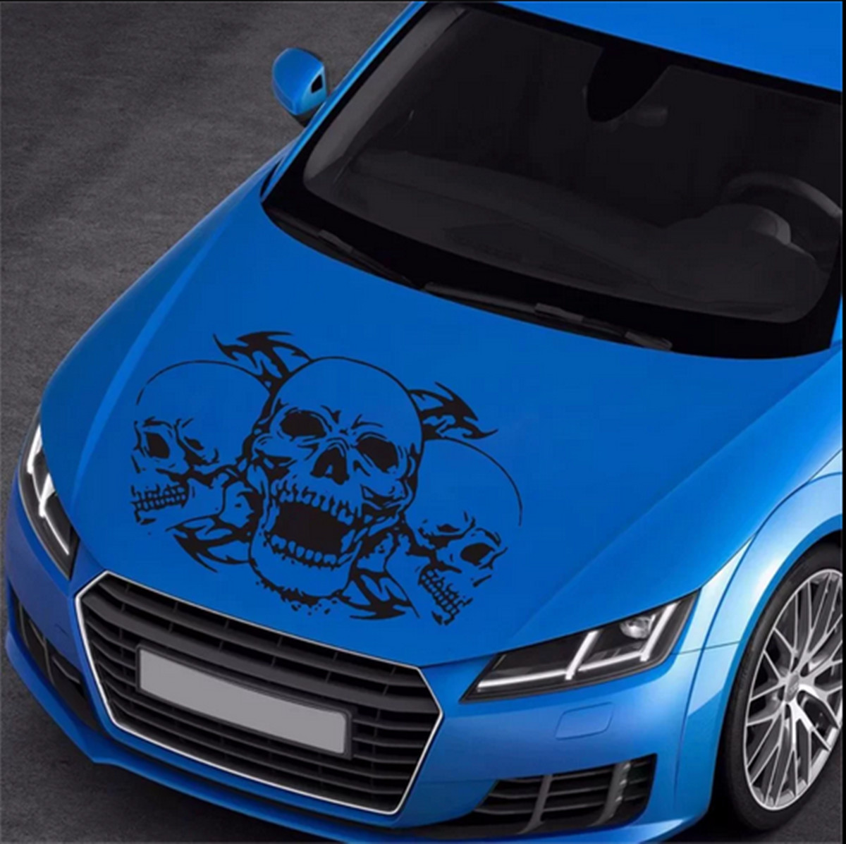 Black Triple Skull Graphics Vinyl Car Sticker Hood Decal Body Waterproof 39X60CM