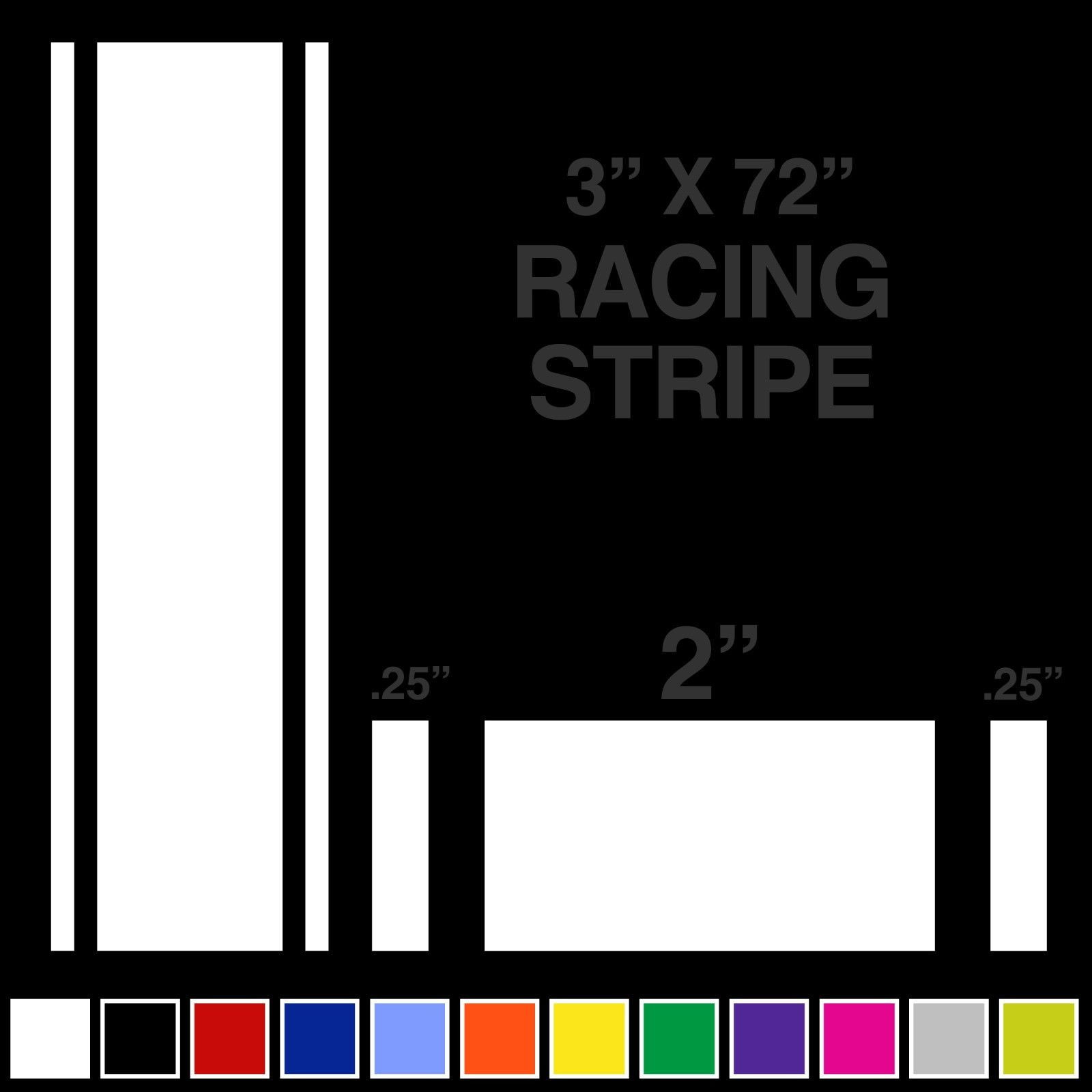 3″ x 72″ Vinyl Racing Stripe Pinstripe Decals Stickers *18 COLORS* Stripes