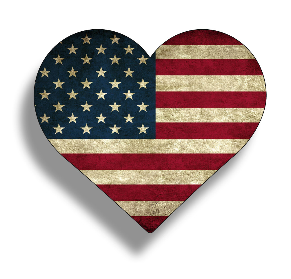 Rustic American Flag Heart Stickers USA Car Truck Tumbler Graphic Bumper Window
