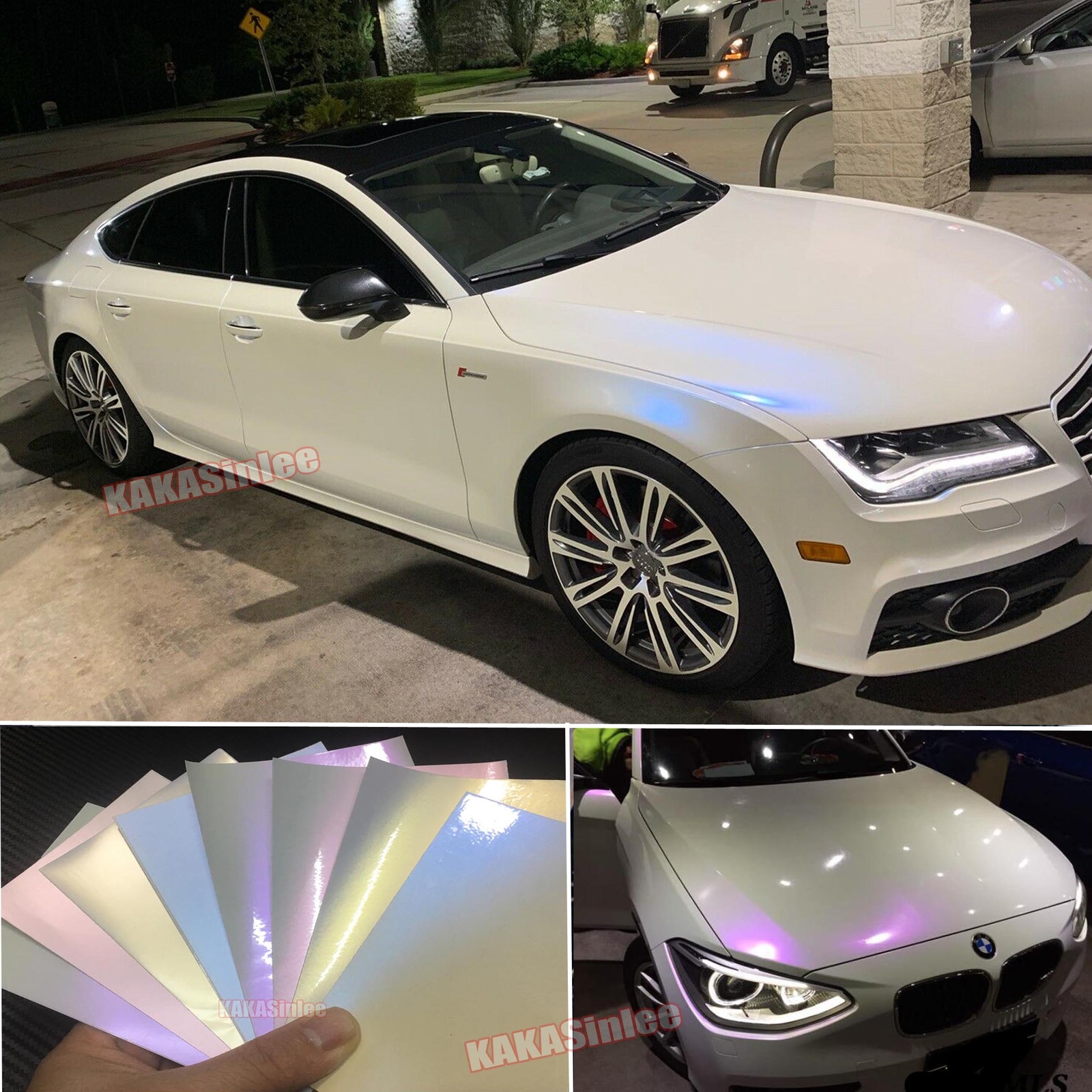 Stretchable / WH Chameleon Entire Car Vinyl Wrap Glossy Matte Pearl Sticker HDUS