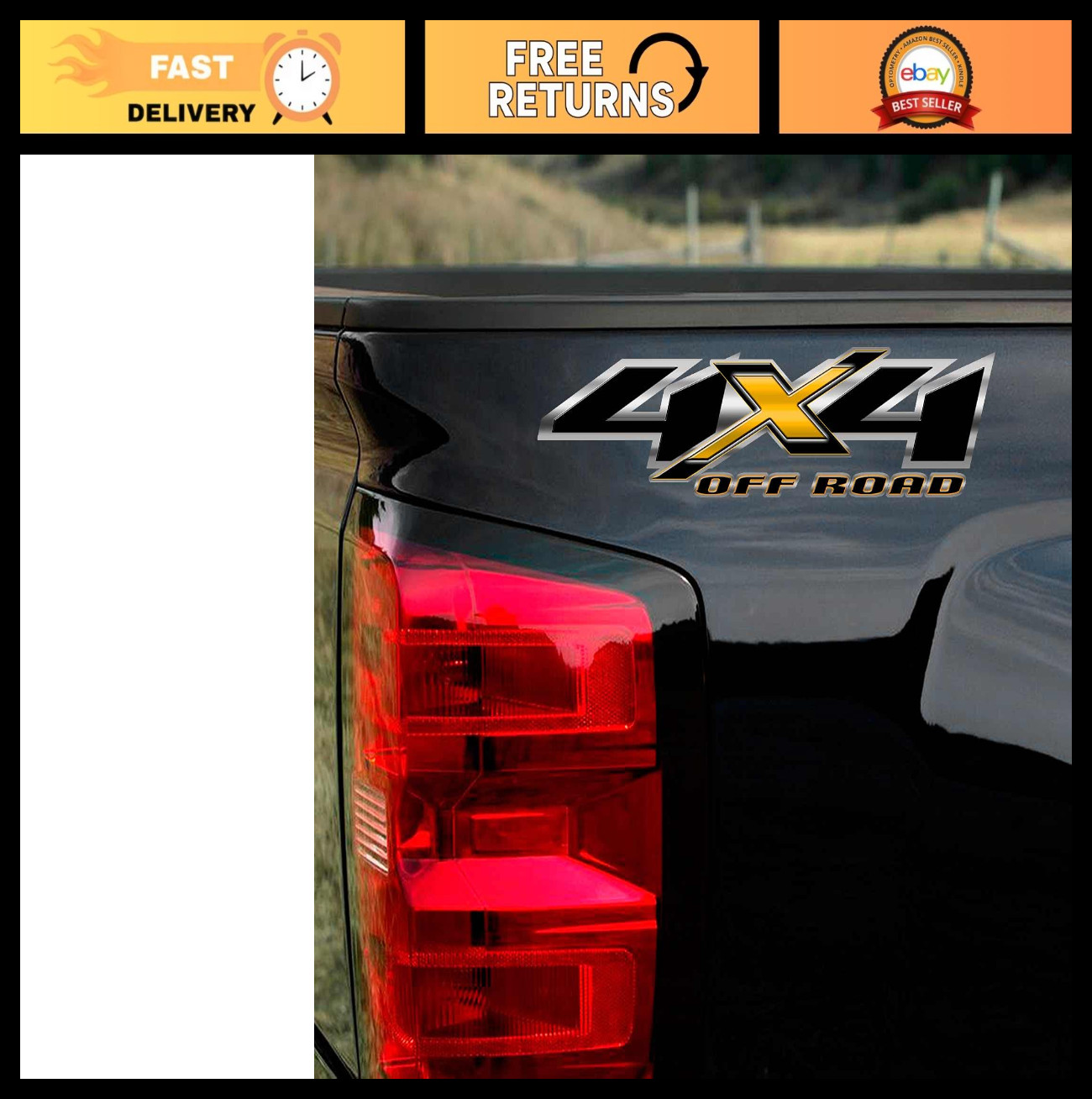 4×4 Yellow & Black Truck Decal Set – Off-Road Vehicle Graphics, Custom Stickers