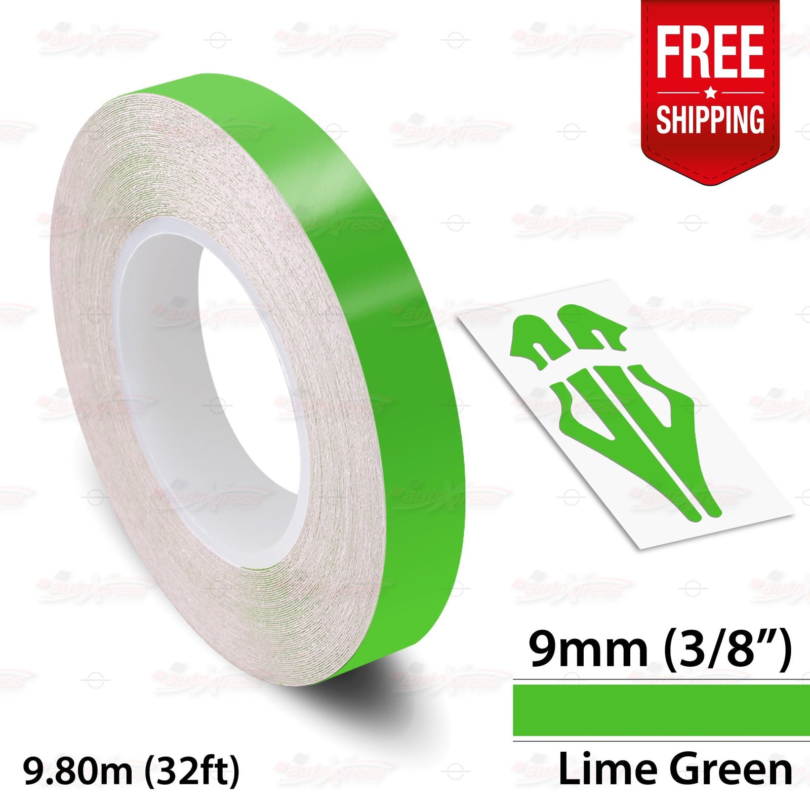 LIME GREEN 3/8″ 9mm Roll PIN STRIPE Car Striping Line TAPE Decal Vinyl Sticker