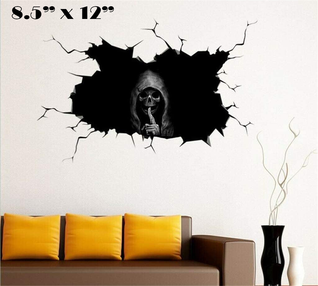 Be Quiet Grim Reaper Skull Decal Sticker Halloween Car Door Window Wall Graphics