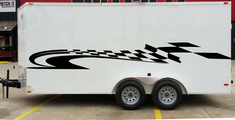 Checkered Flag Race Car Pickup Trailer RV Vinyl Decal Graphic Vehicle Truck SUV