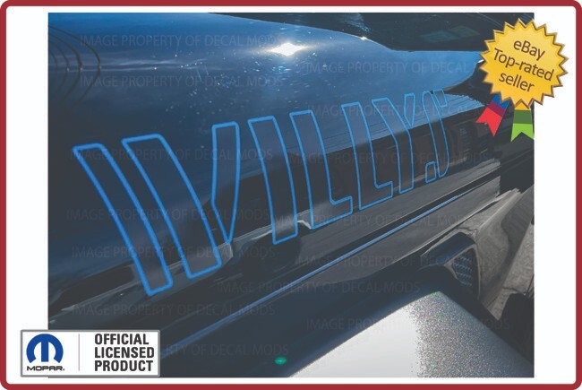 Set of 2: 2008 – 2024 Jeep Wrangler WILLYS Hood decals stickers Black Blue FK2G3