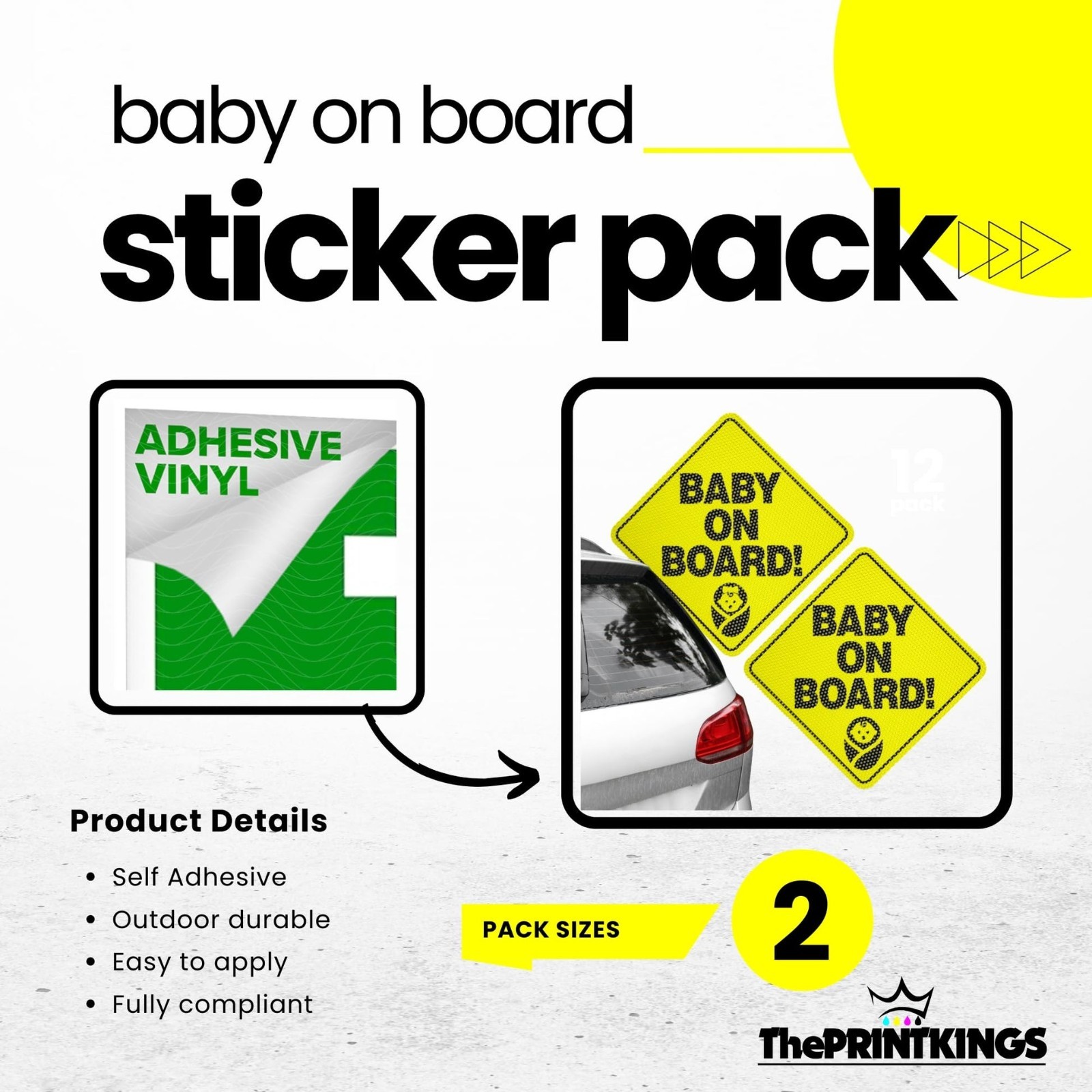 Baby on Board Car Sticker Boy 5″ x 5″ One Way Vision Safety Rear Window Sign