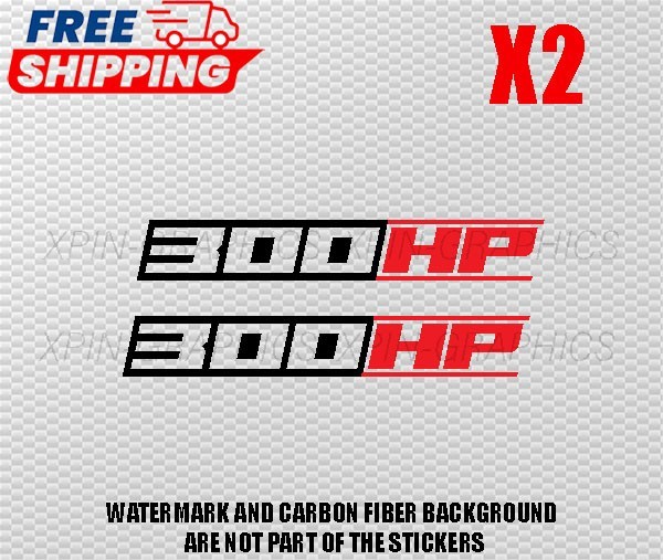 300 HP / HORSEPOWER VINYL DECAL STICKER 2 COLOR STICKERS GLOSS BLACK/RED
