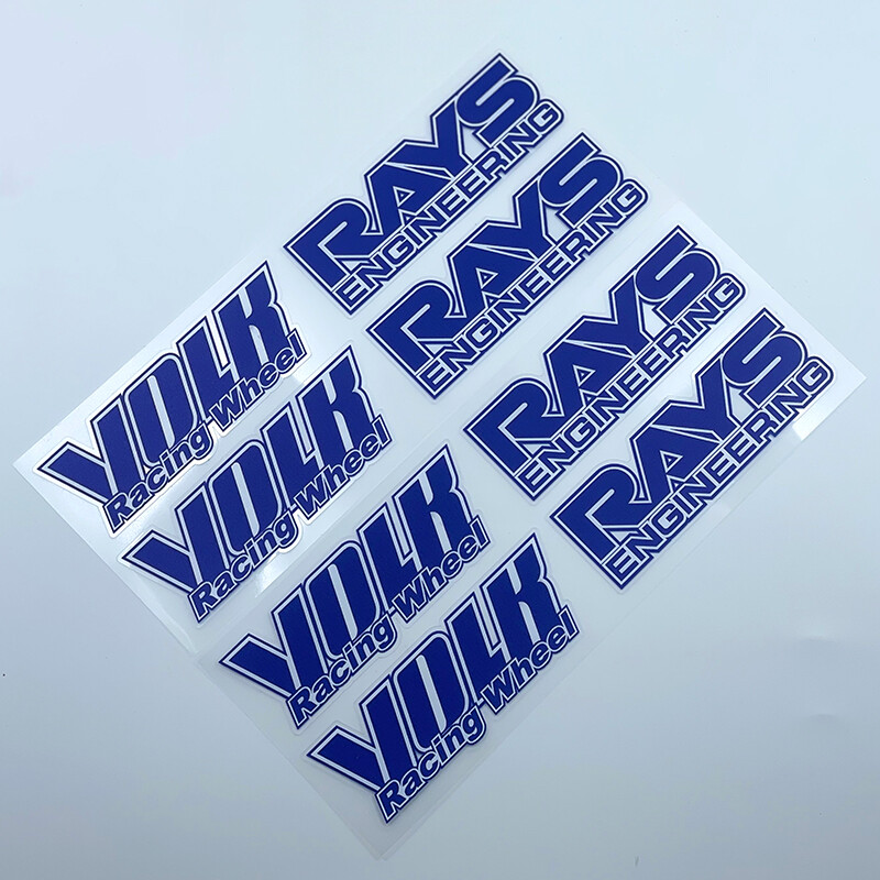 NEW 8pcs JDM Blue Japan Rays Engineering VOLK Racing TE37 Wheel decals sticker