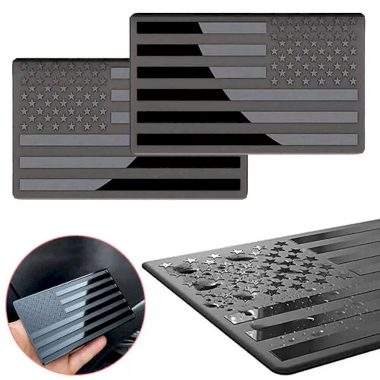 NEW 2PCS Black USA Flag Sticker American Car Truck Decal Emblem US Stock