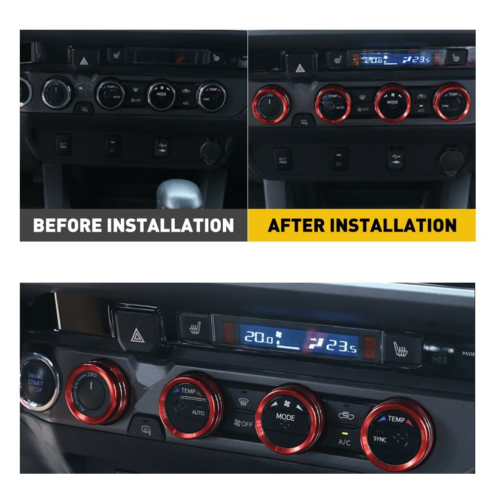 4/8Pcs For Toyota Tacoma Headlight 16-20 Aluminum Ring Knob Switch Cover Trim Re