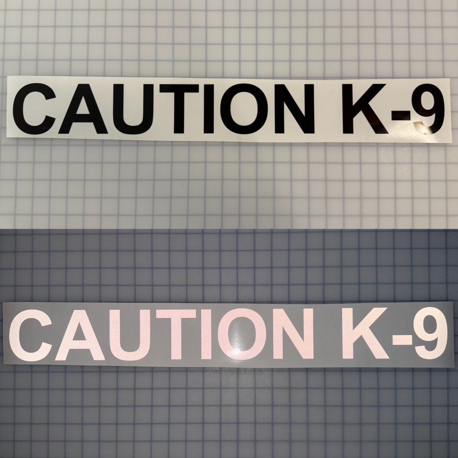 CAUTION K-9 3″x25″ REFLECTIVE Decal Arial Bold (10 Different Colors) Sticker