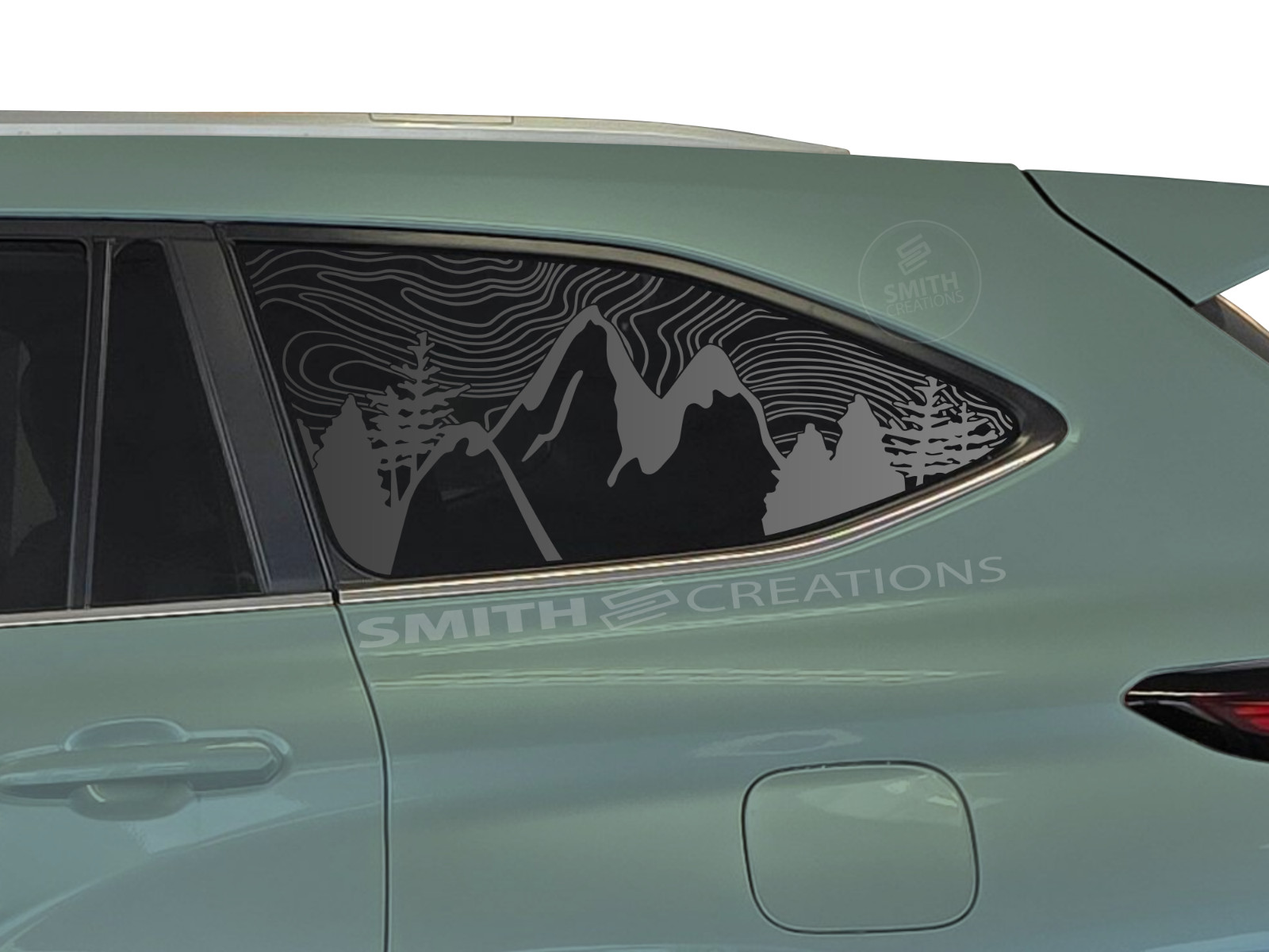 Fits 2020-2025 Toyota Highland Topographic LINES with Mountains Window Decal