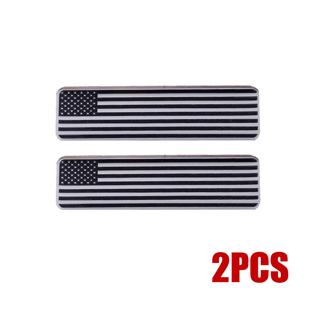 2x Black Metal USA American Flag Car Trunk Emblem Badge Decal Sticker Accessory