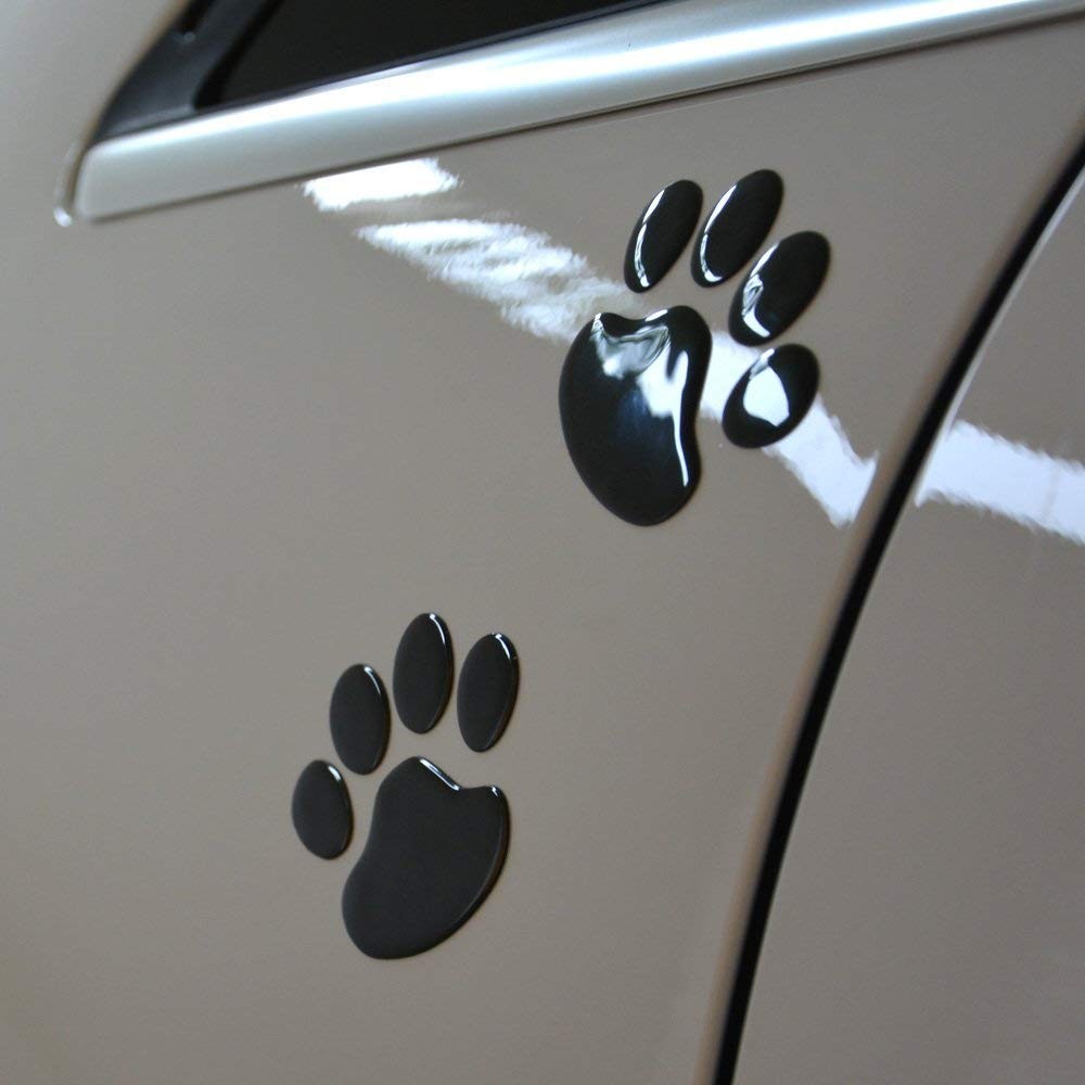 LZLRUN 4PCS Black 3D Chrome Dog Paw 6 x 6 cm / 2.36 x inch,