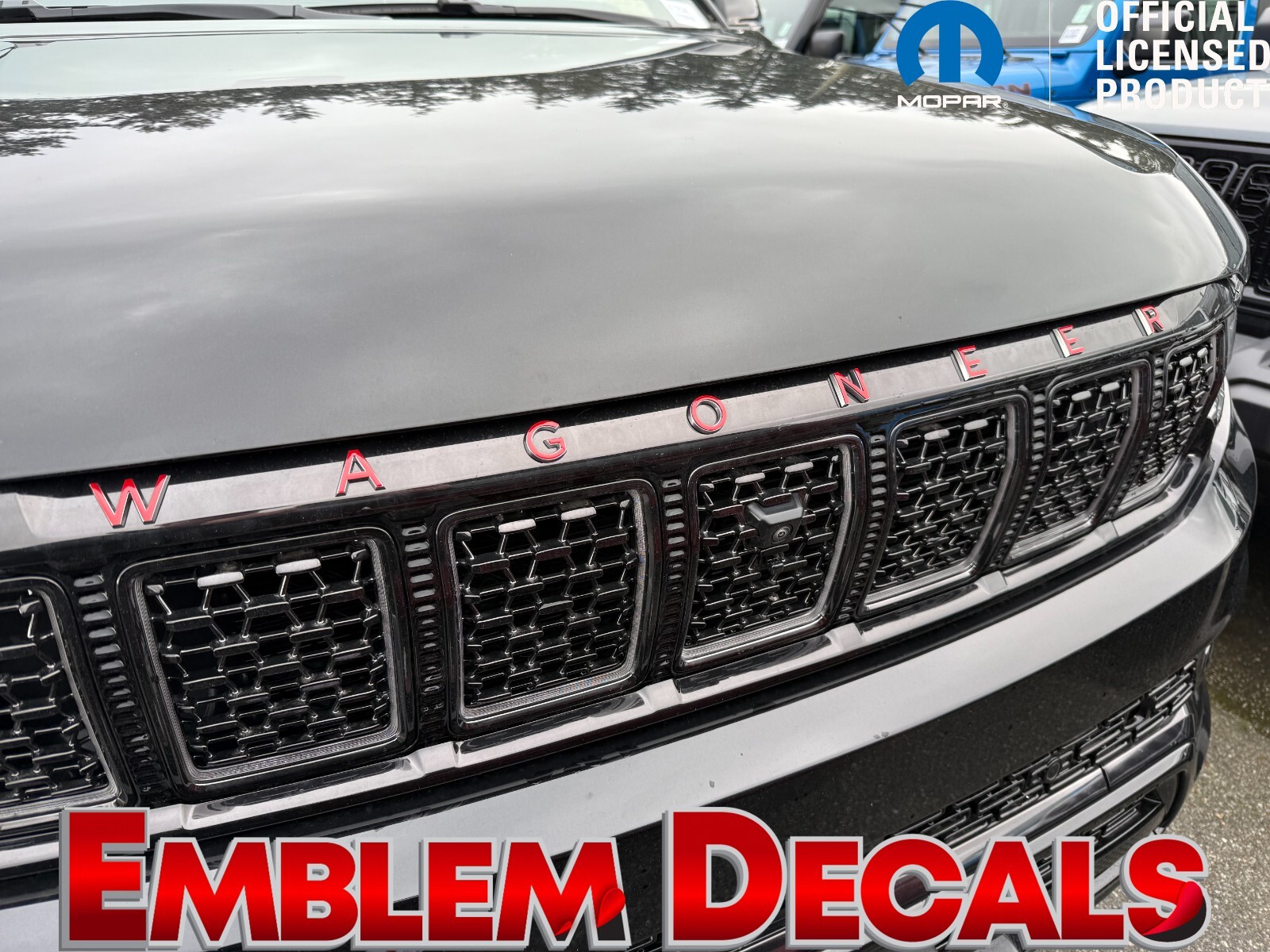 Jeep GRAND WAGONEER Hood Lip Emblems Overlay Decal 2022 2023 2024 2025