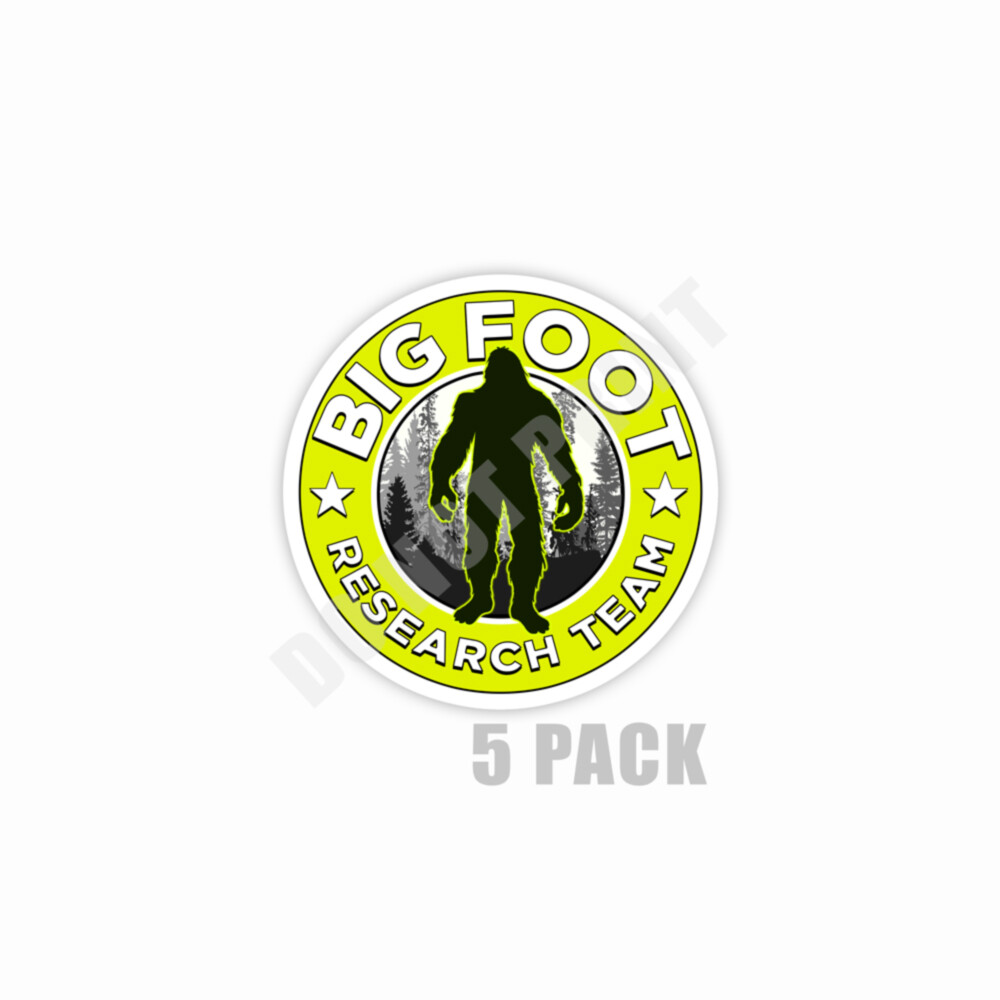 Big Foot Research Team Yellow Sticker Sasquatch Yeti Car Truck Window Decal 2 PK