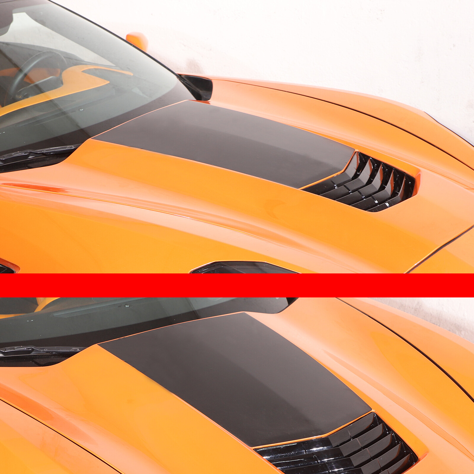 Car Front Hood Scoop Stinger Decal Vinyl For 2014-2019 Corvette C7 Stingray 1PCS