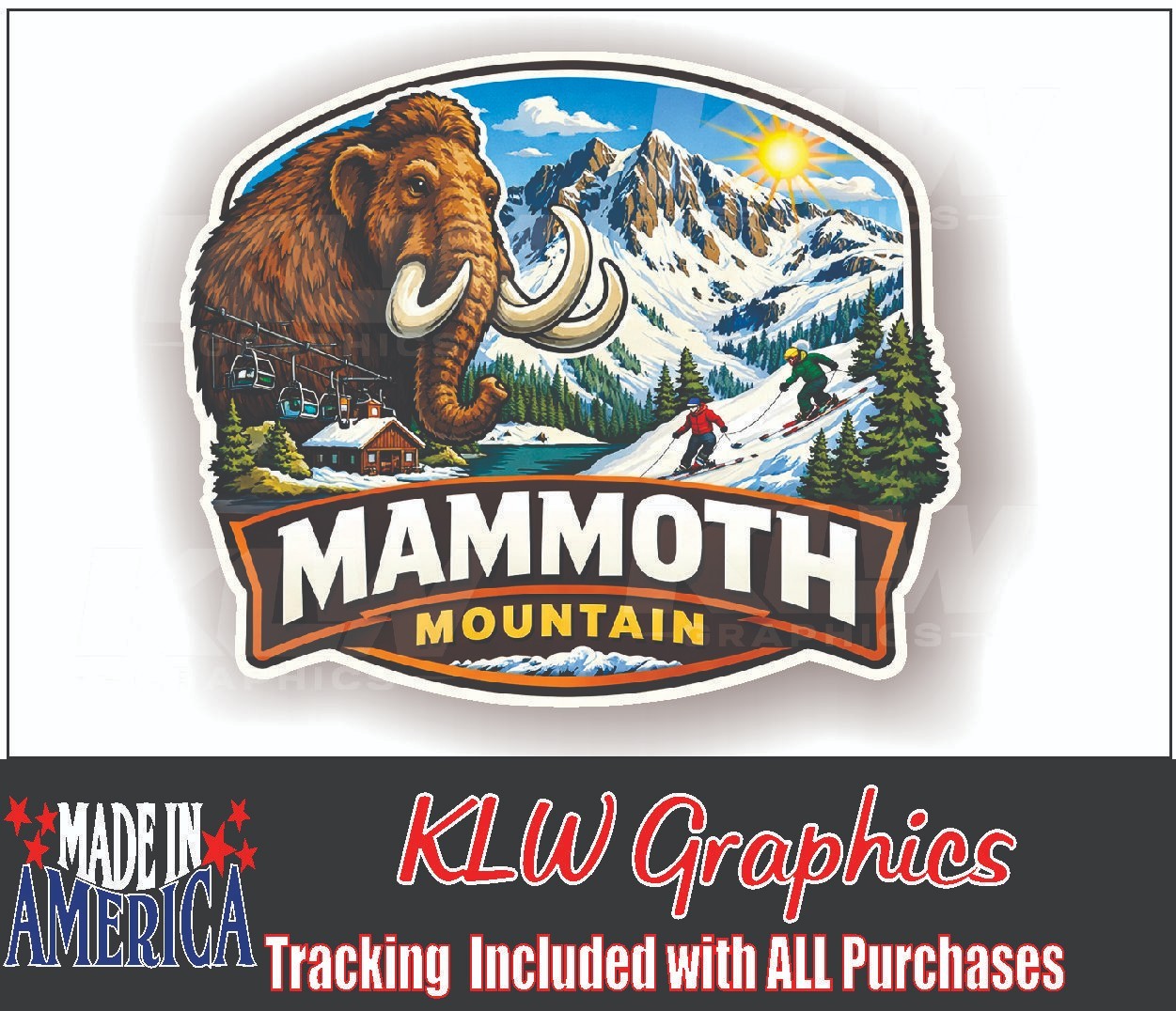 Mammoth Mountain CA Decal | Skiing Snowboard Scenic Vinyl Sticker West