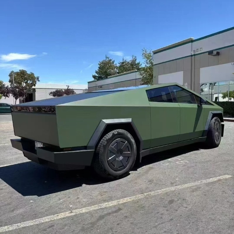 Tesla Cybertruck Military Green Paint Protection Film Kit PreCut Full Body Wrap