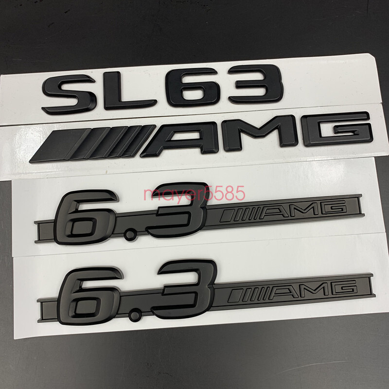 Matte black “SL63 AMG 6.3AMG” Letters Trunk Embl Badge Sticker for Mercedes Benz