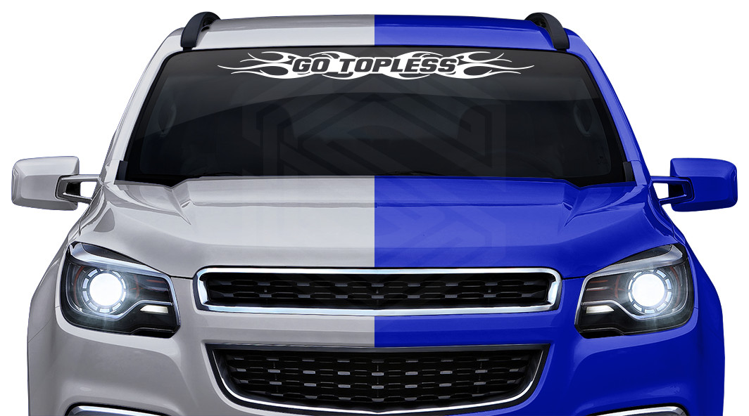#108 GO TOPLESS Windshield Decal Window Sticker Vinyl Graphic Banner Design