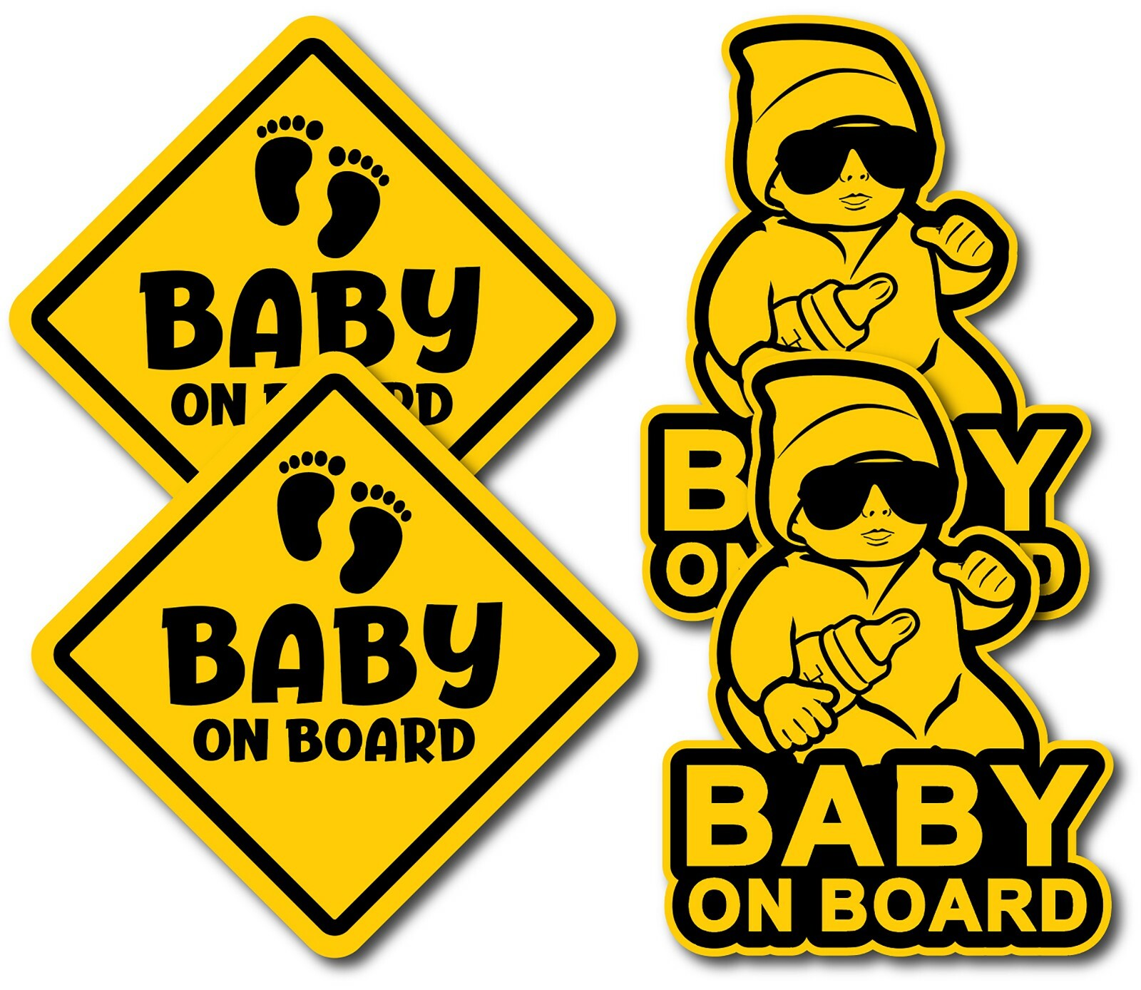 Innovative Stencils Baby On Board Decals Stickers Signs for Car 4 Pack 5″ x 5″