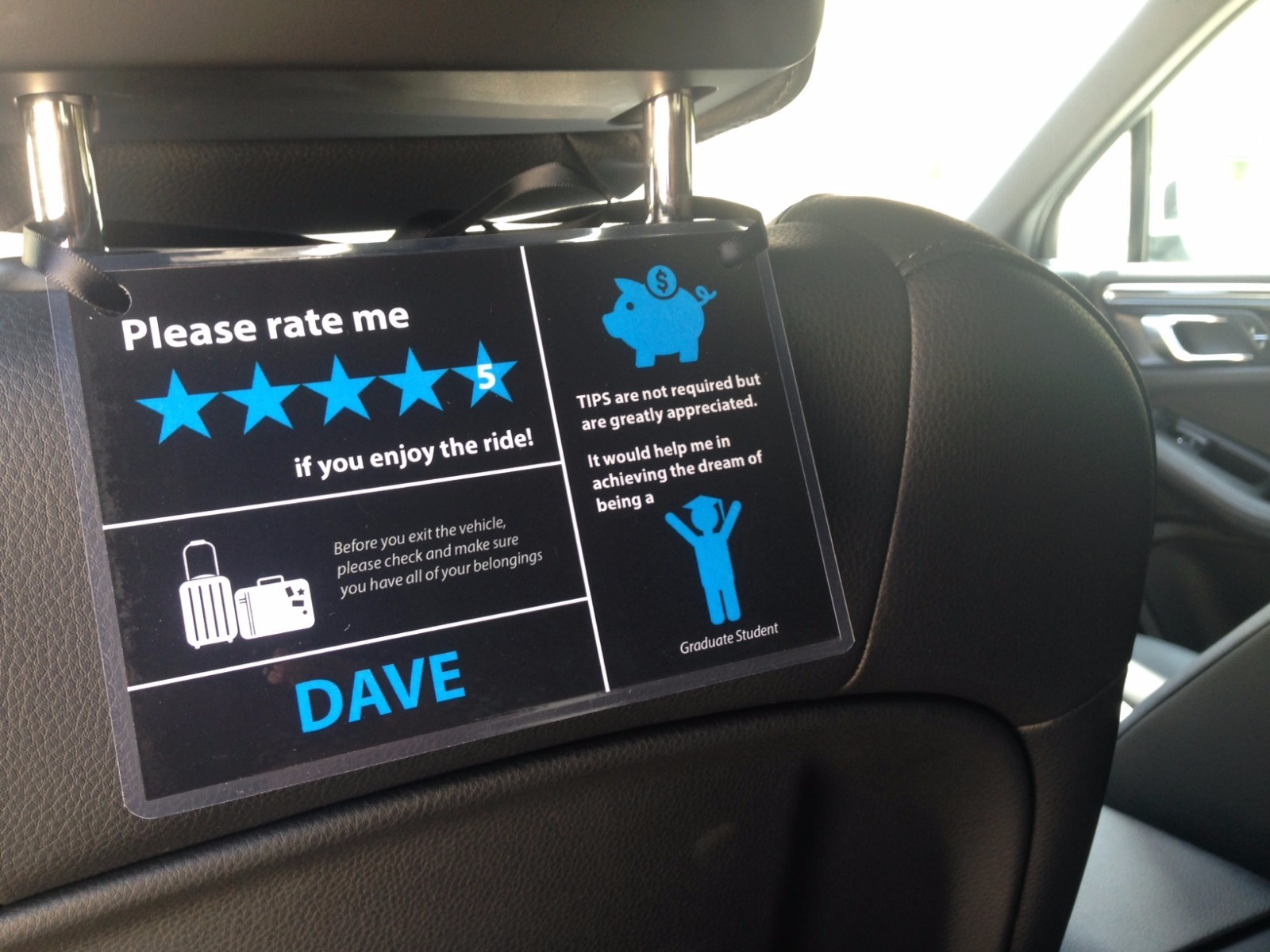 2 x 5 Star Ratings Sign – Custom Tips Message and Made with Your Name