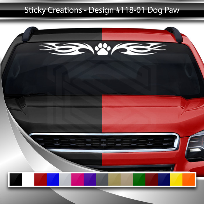 118-01 DOG PAW PRINT Windshield Decal Window Sticker Vinyl Banner Dog Lover Car