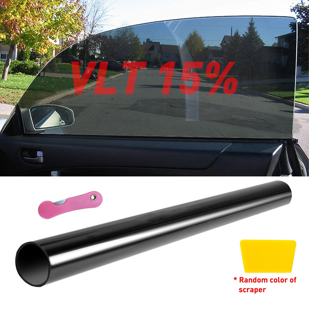 20″x10ft Window Tint Roll for Home Office Truck Auto 15% Super Dark Black 1-10X