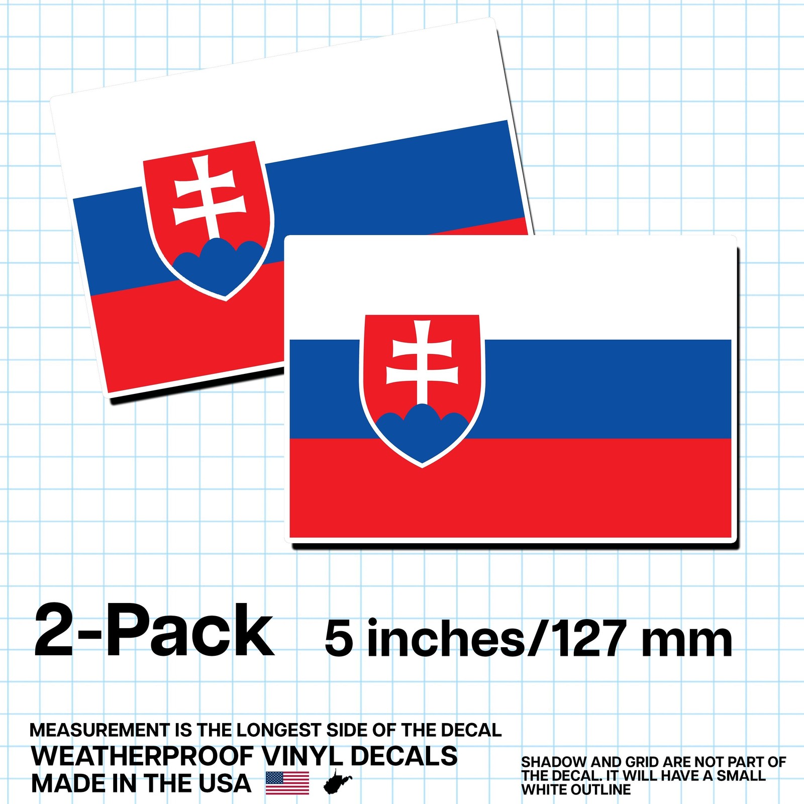 Slovakia Flag Sticker 5″ 2-Pack – SK Decal – Slovak Pride Vinyl